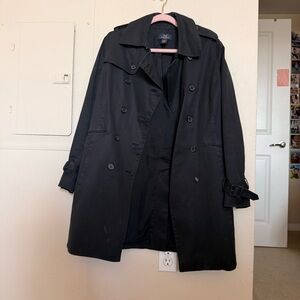 Brooks Brothers Black Double-Breasted Trench with Belted Cuffs Size 6